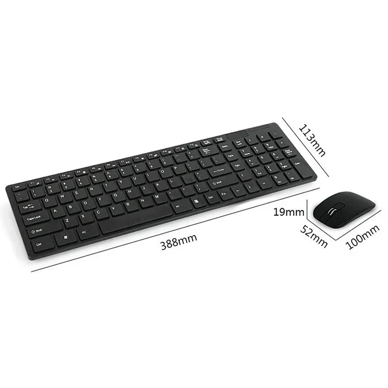 Ultra-thin 2.4G Wireless Keyboard Mouse Set with Keyboard Film Computer Office Gaming Silent Keyboard and Mouse（No Battery）