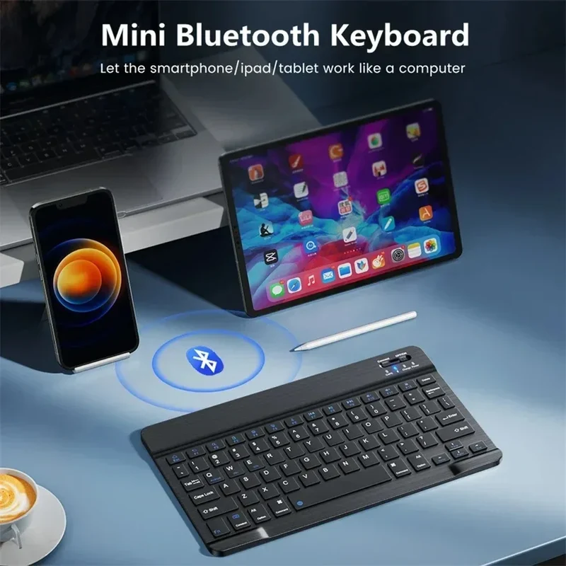 Mini Keyboard Wireless Bluetooth Keyboard 7 Color Backlit Rechargeable Keyboard Silent Keyboard For PC Android Windows iPad