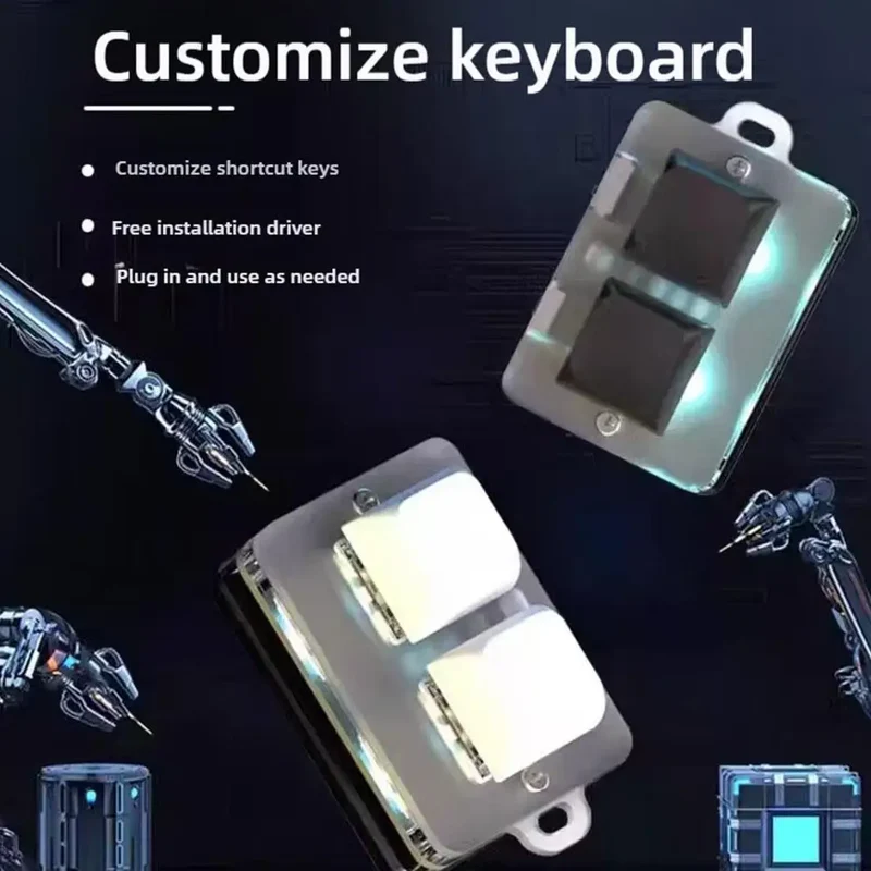 2.4G 2-key Customize Bluetooth Keyboard Knob With RGB Light Copy Paste Shortcut Key E-sports Game Mini Keyboard USB external