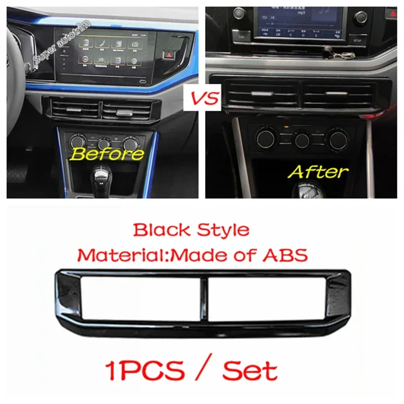 Center Control Gear Shift Panel Inner Door Armrest Handle Cover Trim Black Fit For VW Volkswagen Polo 2019 - 2023 Accessories