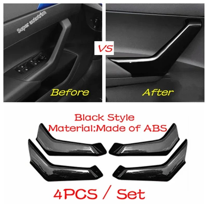 Center Control Gear Shift Panel Inner Door Armrest Handle Cover Trim Black Fit For VW Volkswagen Polo 2019 - 2023 Accessories