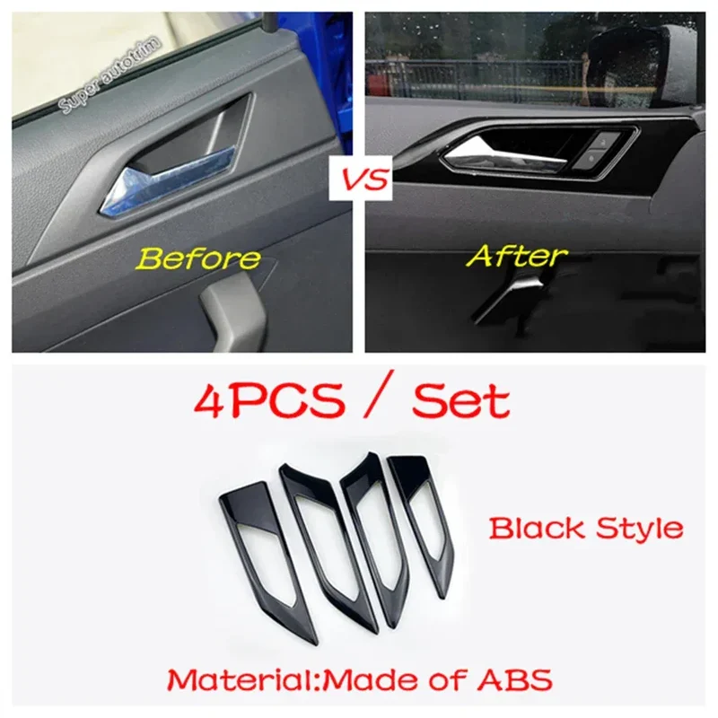 Center Control Gear Shift Panel Inner Door Armrest Handle Cover Trim Black Fit For VW Volkswagen Polo 2019 - 2023 Accessories