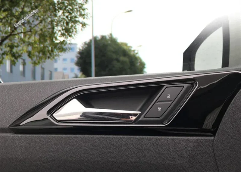 Center Control Gear Shift Panel Inner Door Armrest Handle Cover Trim Black Fit For VW Volkswagen Polo 2019 - 2023 Accessories