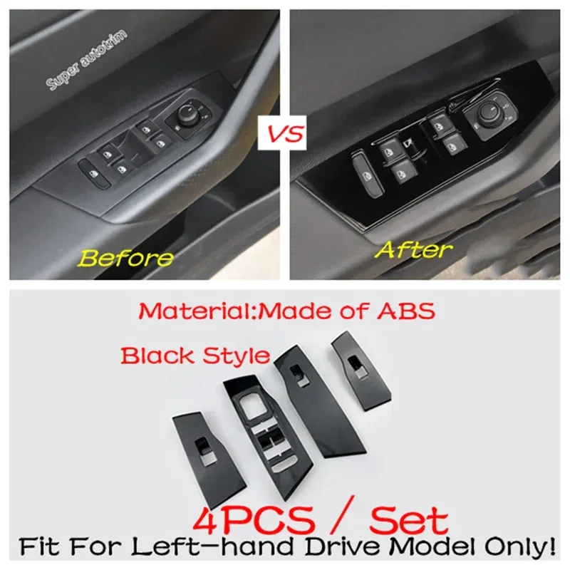 Center Control Gear Shift Panel Inner Door Armrest Handle Cover Trim Black Fit For VW Volkswagen Polo 2019 - 2023 Accessories