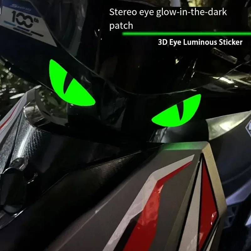 Luminous Eyes Car Stickers Green Glowing Devil's Eye Car Motorcycle Headlight Styling Sticker 3D Drip Glue Cat Eye Decoration