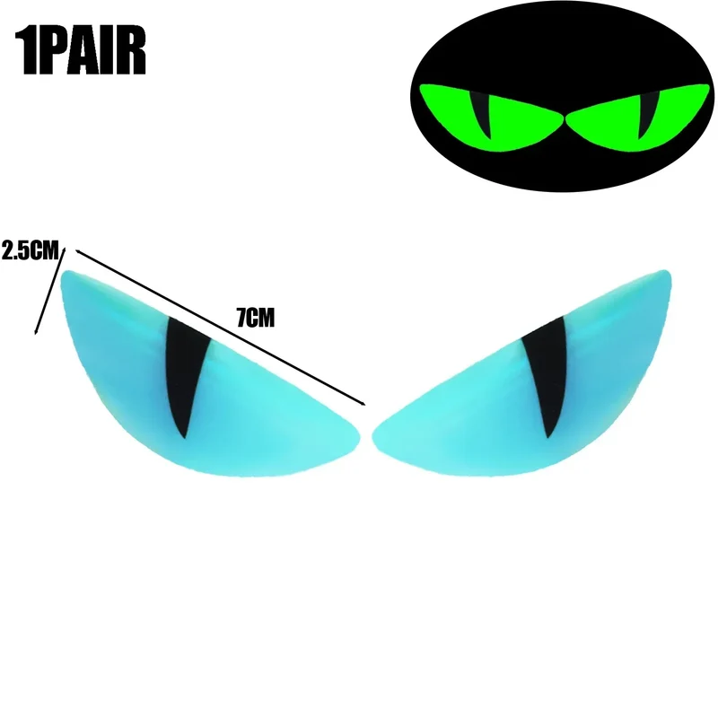 Luminous Eyes Car Stickers Green Glowing Devil's Eye Car Motorcycle Headlight Styling Sticker 3D Drip Glue Cat Eye Decoration