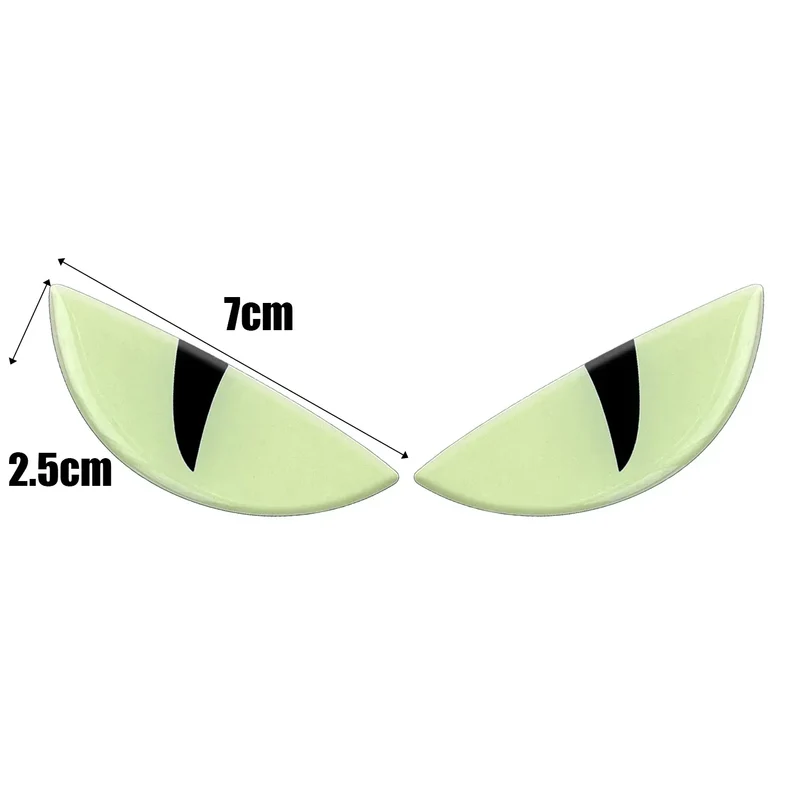 Luminous Eyes Car Stickers Green Glowing Devil's Eye Car Motorcycle Headlight Styling Sticker 3D Drip Glue Cat Eye Decoration