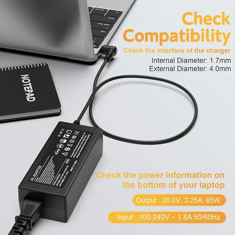 65W Laptop Charger for Lenovo Flex 5 4 6 11 14 15 Ideapad 3 5 110 130s 310 320 330 330s 510 520 530s 710s Adapte Power Supply
