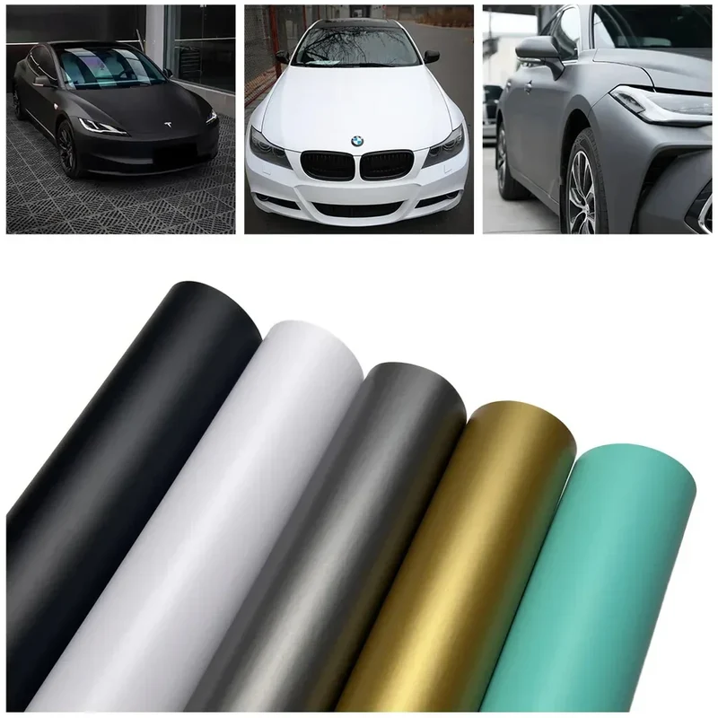 Grey Gold White Matt Black Matte Vinyl Wrap Film Color Change Films Air Drain Tech Waterproof Motorcycle Car Sticker Wraps Foil