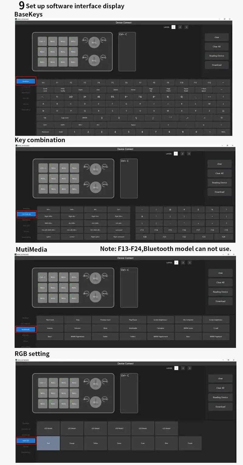 12 Key 2 Knob Mini Macro Custom Keyboard Bluetooth/3 Modes Programming Mechanical Keyboard Gaming Drawing Switch Hot-swap Keypad