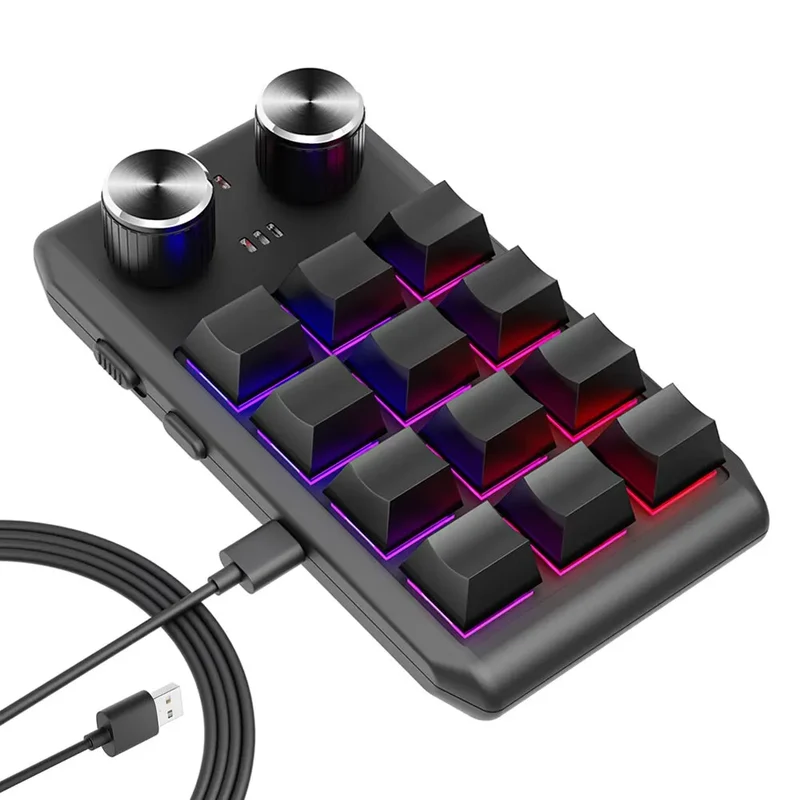 12 Key 2 Knob Mini Macro Custom Keyboard Bluetooth/3 Modes Programming Mechanical Keyboard Gaming Drawing Switch Hot-swap Keypad