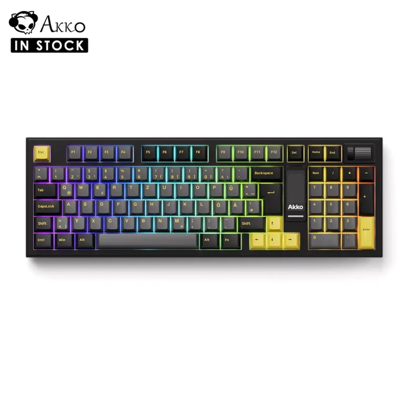 Akko 5098B Wireless Mechanical Gaming Keyboard With 1.47-inch TFT Screen Vertical Knob 97 Keys ISO-DE Layout Hot Swap RGB Gasket