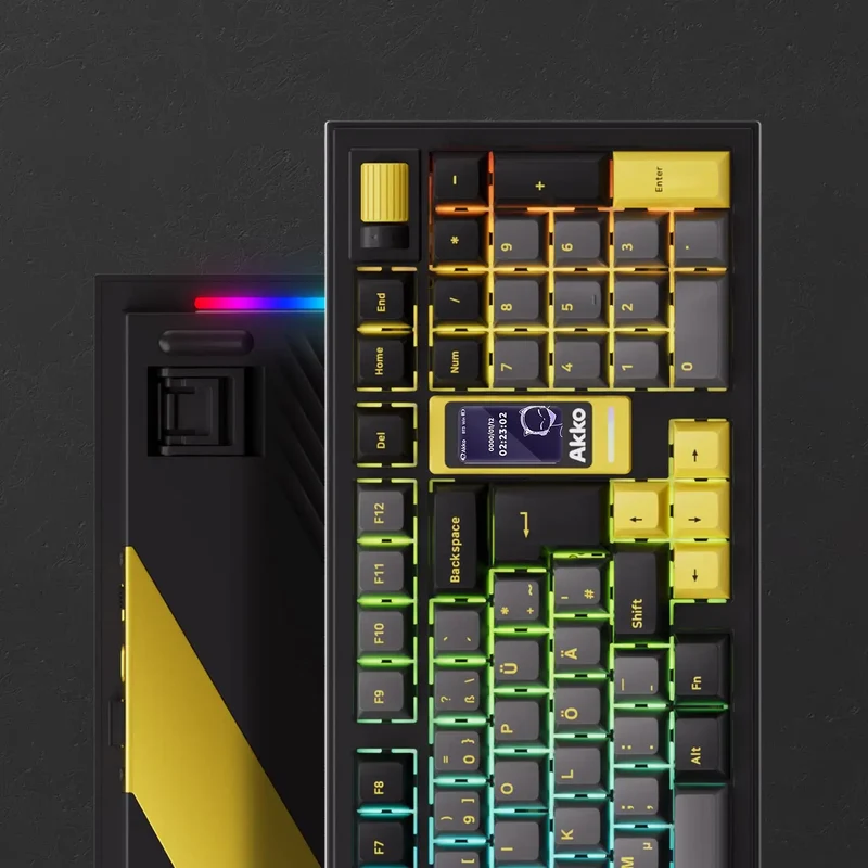 Akko 5098B Wireless Mechanical Gaming Keyboard With 1.47-inch TFT Screen Vertical Knob 97 Keys ISO-DE Layout Hot Swap RGB Gasket