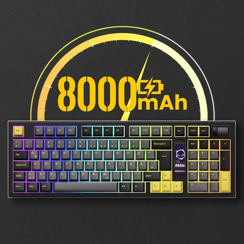 Akko 5098B Wireless Mechanical Gaming Keyboard With 1.47-inch TFT Screen Vertical Knob 97 Keys ISO-DE Layout Hot Swap RGB Gasket