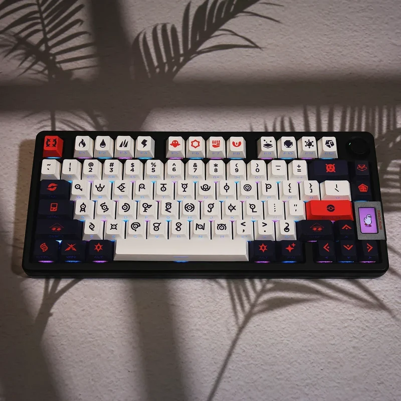 124key Unknown Totem Theme Keycaps Set PBT Side-engraved Translucent Keyboard Cap Cherry Profile Key Cap for Mechanical Keyboard