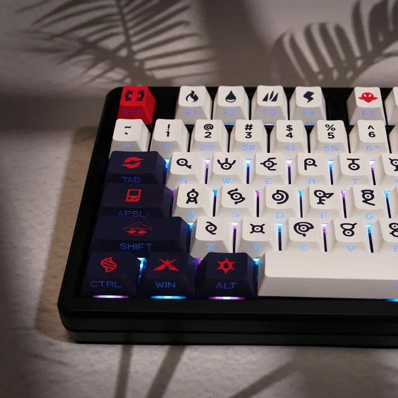 124key Unknown Totem Theme Keycaps Set PBT Side-engraved Translucent Keyboard Cap Cherry Profile Key Cap for Mechanical Keyboard