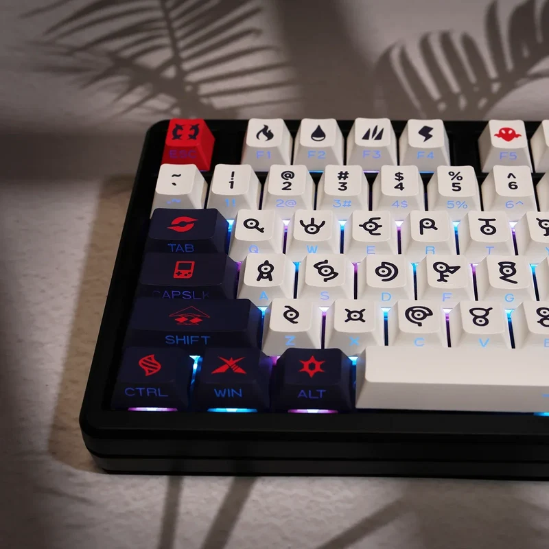 124key Unknown Totem Theme Keycaps Set PBT Side-engraved Translucent Keyboard Cap Cherry Profile Key Cap for Mechanical Keyboard