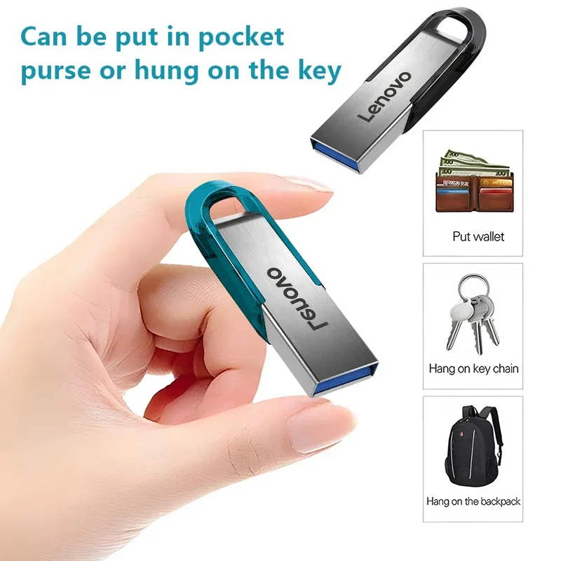 Lenovo Flash Drives 2TB Usb 3.0 Mini High Speed Metal Pendrive 1TB 512GB Stick Portable Drive Waterproof Memoria Storage U Disk