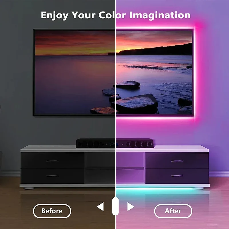 Bluetooth LED Strip Lights Smart SMD 5050 APP Remote Control Flexible Ribbon Diode Lamp Tape TV Backlights Game Room Home Decor