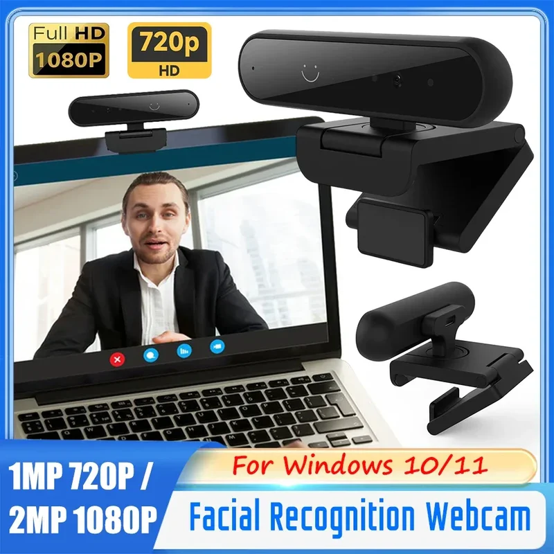 Facial Recognition Webcam Windows Hello 1MP 720P/2MP 1080P Web Camera IR Facial Recognition Login For Laptop PC Camera with Mic