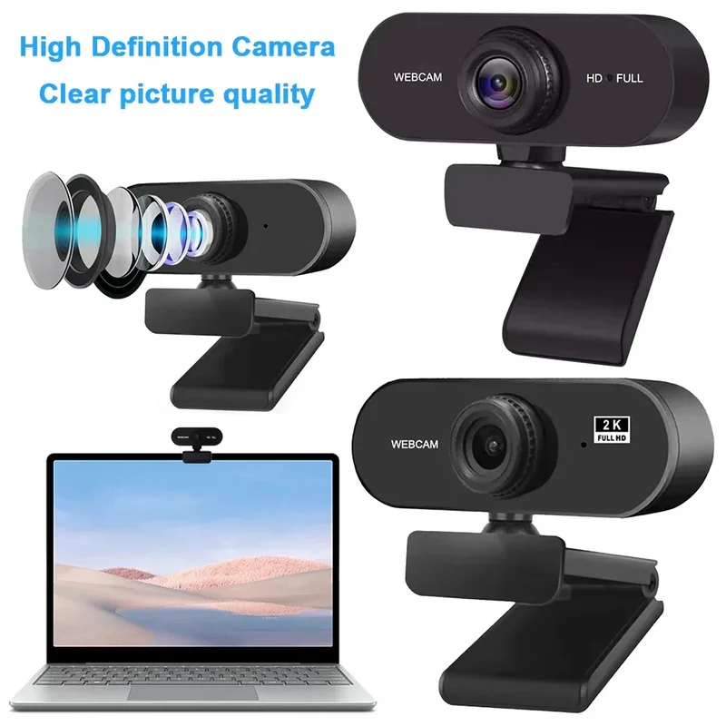 USB HD 1080P/2K Web Camera Plug and Play with Microphone Business Webcam Autofocus for PC/Laptop Conferencing and Video Calling
