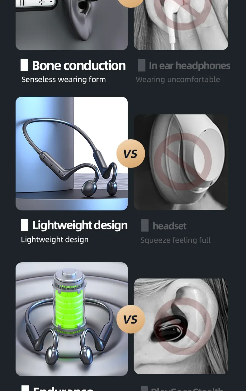 Ks15 Bluetooth Earphone Neck Mounted Wireless Headset With High Power Sound Conduction And Long Battery Life