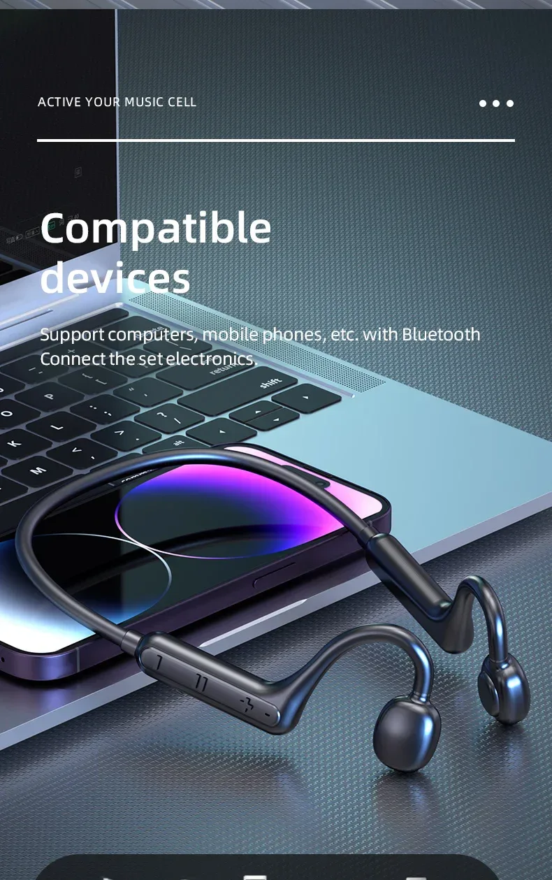 Ks15 Bluetooth Earphone Neck Mounted Wireless Headset With High Power Sound Conduction And Long Battery Life
