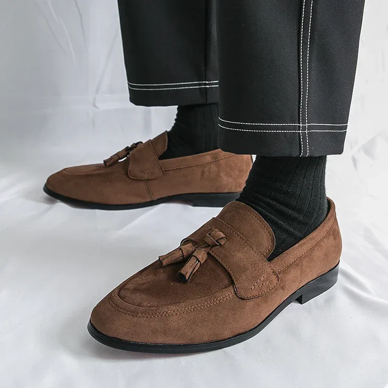 Fashion Casual Business Shoes Men High Quality Office Social Leather Shoes Men Slip On Loafers Man Tassel Men's Dress Shoes