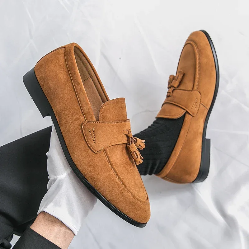 Fashion Casual Business Shoes Men High Quality Office Social Leather Shoes Men Slip On Loafers Man Tassel Men's Dress Shoes