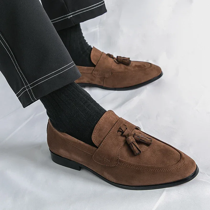 Fashion Casual Business Shoes Men High Quality Office Social Leather Shoes Men Slip On Loafers Man Tassel Men's Dress Shoes