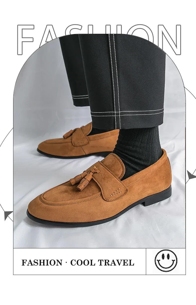 Fashion Casual Business Shoes Men High Quality Office Social Leather Shoes Men Slip On Loafers Man Tassel Men's Dress Shoes