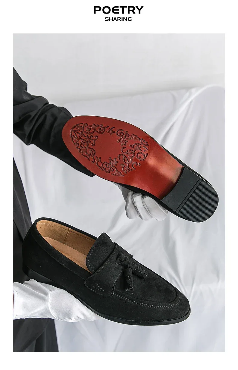 Fashion Casual Business Shoes Men High Quality Office Social Leather Shoes Men Slip On Loafers Man Tassel Men's Dress Shoes