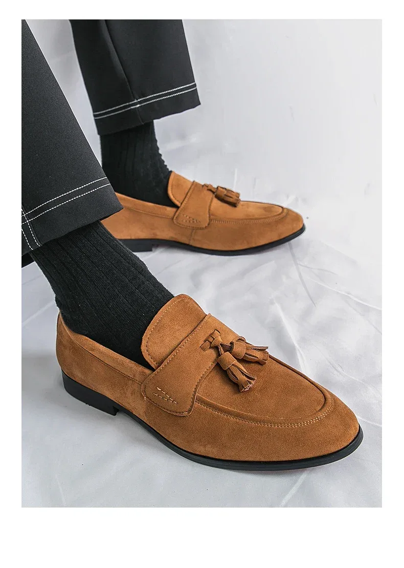 Fashion Casual Business Shoes Men High Quality Office Social Leather Shoes Men Slip On Loafers Man Tassel Men's Dress Shoes