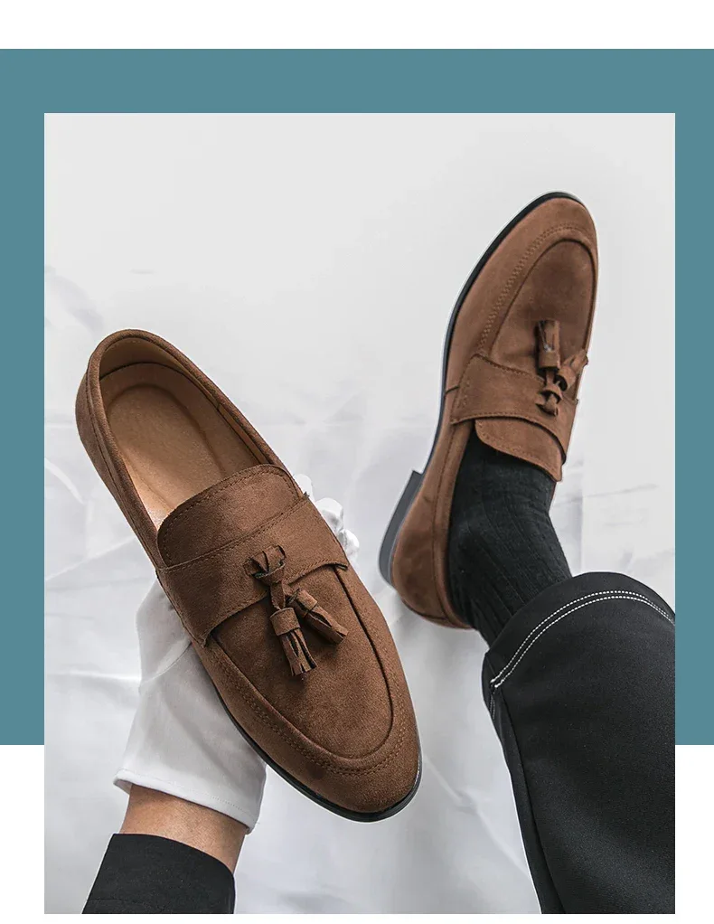 Fashion Casual Business Shoes Men High Quality Office Social Leather Shoes Men Slip On Loafers Man Tassel Men's Dress Shoes