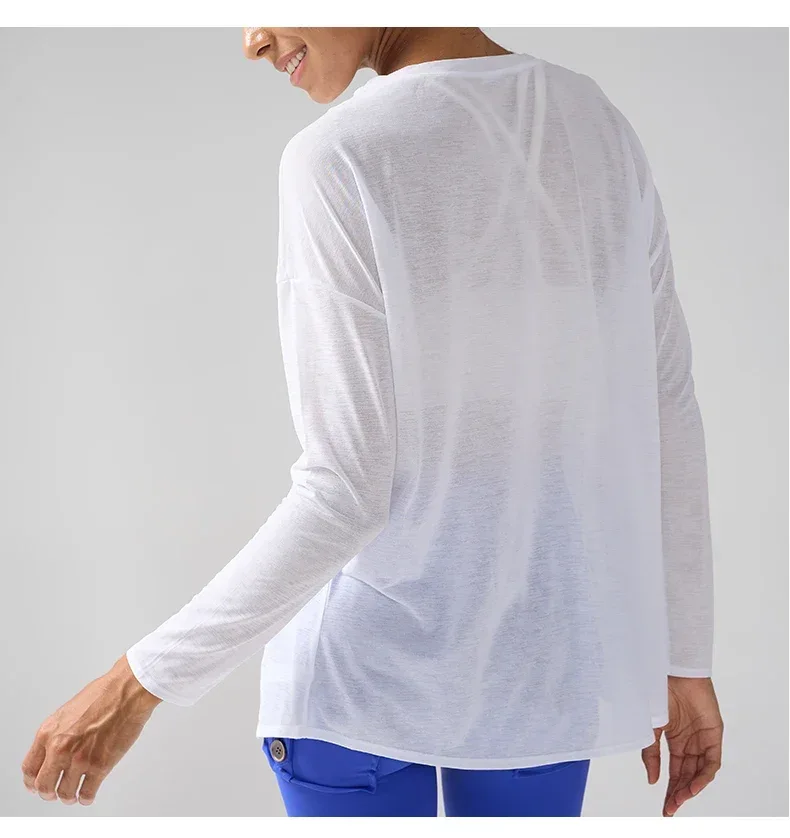 Gym Sports Tops Workout T-shirts Women Yoga Clothing Running Loose Slim Quick Dry Training Long Sleeve Blouse Fitness Tops👚