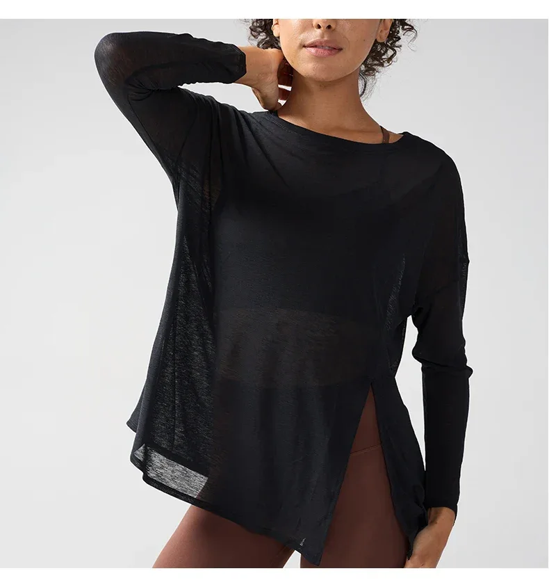 Gym Sports Tops Workout T-shirts Women Yoga Clothing Running Loose Slim Quick Dry Training Long Sleeve Blouse Fitness Tops👚