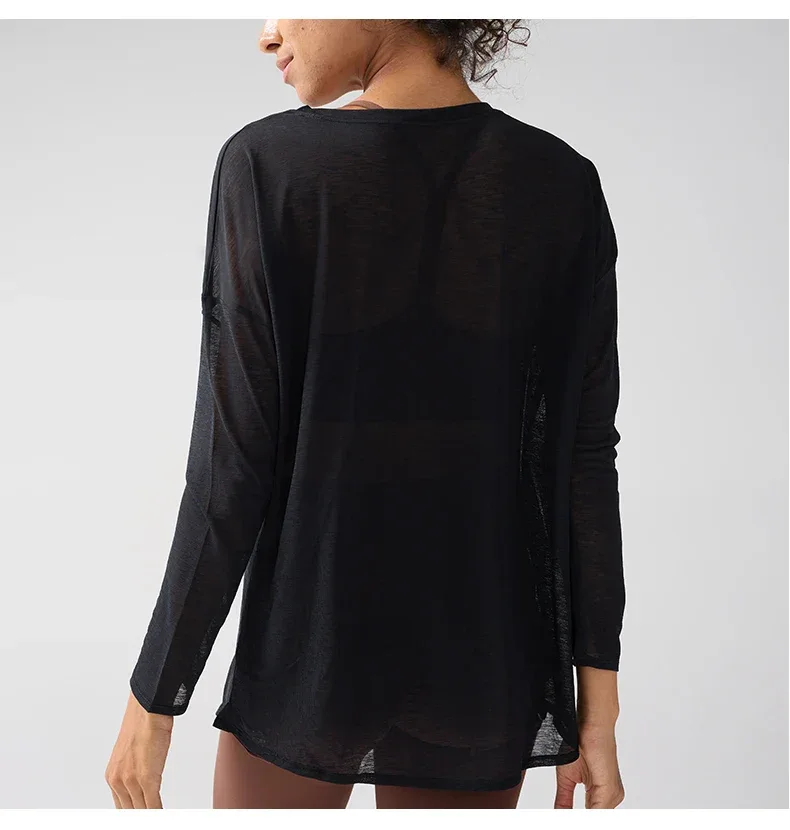 Gym Sports Tops Workout T-shirts Women Yoga Clothing Running Loose Slim Quick Dry Training Long Sleeve Blouse Fitness Tops👚