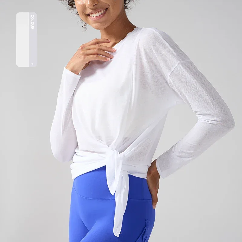 Gym Sports Tops Workout T-shirts Women Yoga Clothing Running Loose Slim Quick Dry Training Long Sleeve Blouse Fitness Tops👚