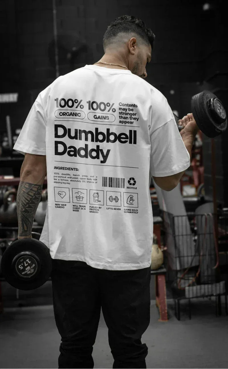 Gym 2025 T-shirt, Men's and Women's Gym Training T-shirt, Dumbbell T-shirt, Cool Gym T-shirt, Cotton Comfortable Fashion Top