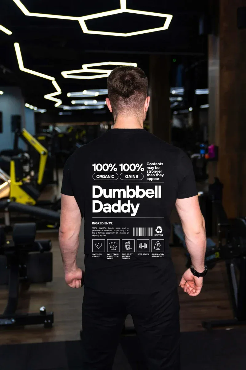 Gym 2025 T-shirt, Men's and Women's Gym Training T-shirt, Dumbbell T-shirt, Cool Gym T-shirt, Cotton Comfortable Fashion Top