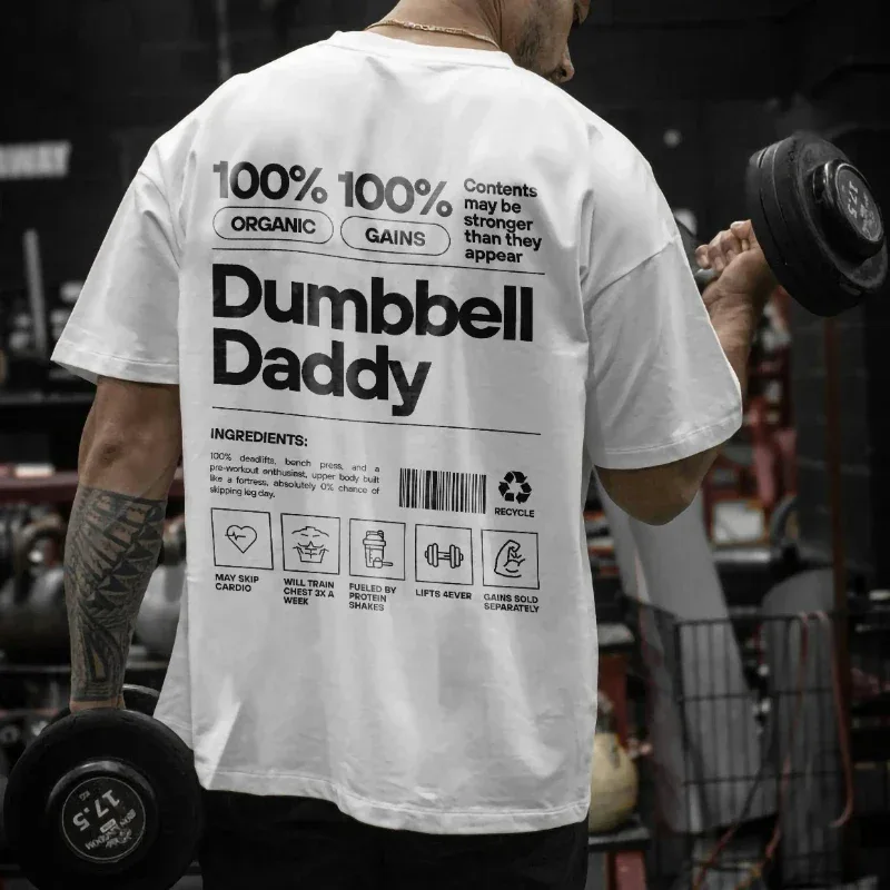 Gym 2025 T-shirt, Men's and Women's Gym Training T-shirt, Dumbbell T-shirt, Cool Gym T-shirt, Cotton Comfortable Fashion Top