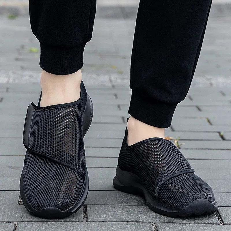 Man Women Orthopedics Wide Feet Swollen Walk Casual Shoes Unisex Thumb Adjusting Soft Comfortable Diabetic Shoes Black 36-46