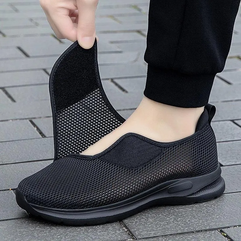 Man Women Orthopedics Wide Feet Swollen Walk Casual Shoes Unisex Thumb Adjusting Soft Comfortable Diabetic Shoes Black 36-46