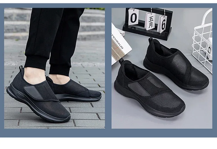Man Women Orthopedics Wide Feet Swollen Walk Casual Shoes Unisex Thumb Adjusting Soft Comfortable Diabetic Shoes Black 36-46