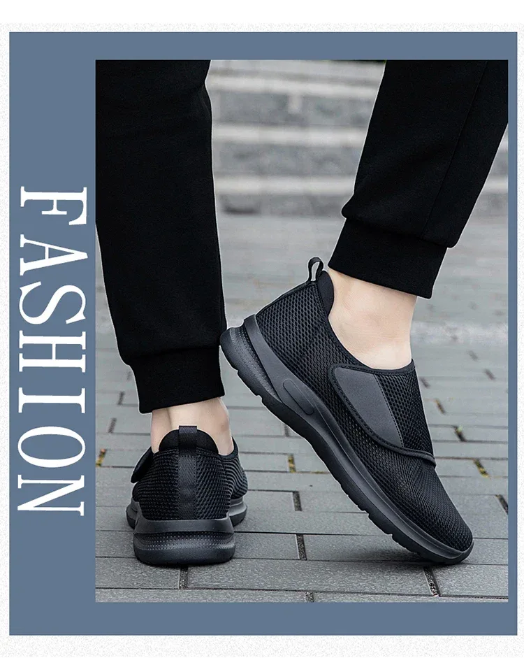 Man Women Orthopedics Wide Feet Swollen Walk Casual Shoes Unisex Thumb Adjusting Soft Comfortable Diabetic Shoes Black 36-46