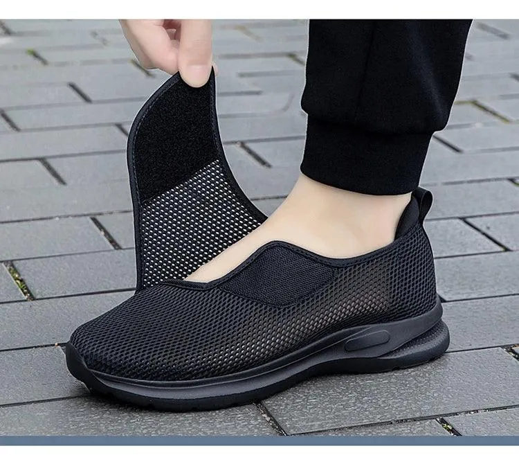 Man Women Orthopedics Wide Feet Swollen Walk Casual Shoes Unisex Thumb Adjusting Soft Comfortable Diabetic Shoes Black 36-46