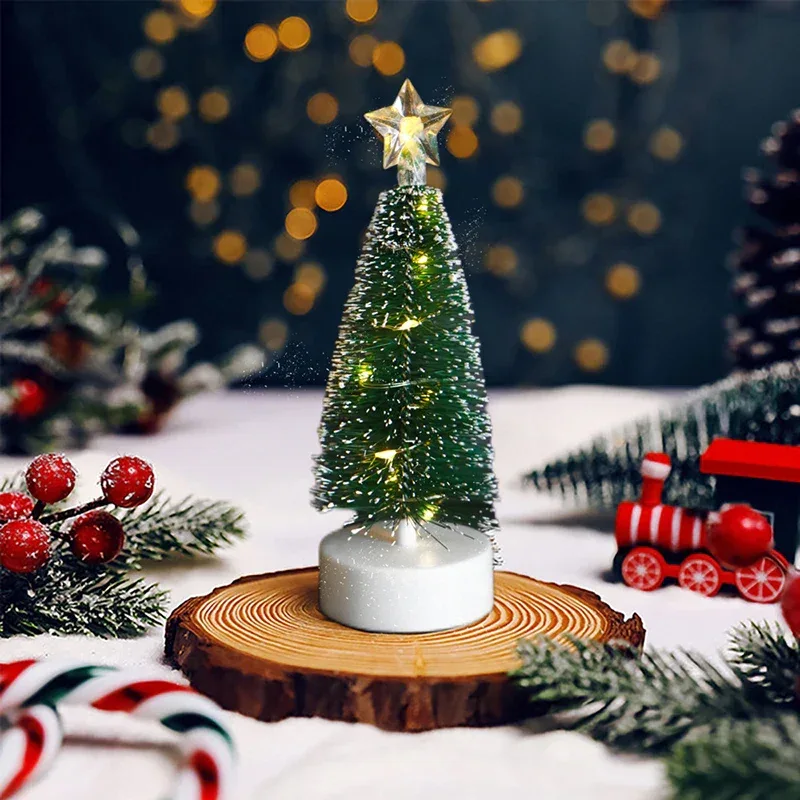 Luminous Mini Christmas Trees LED Lights Home Decoration Electronic Candles Childrens Gifts New Year Christmas Party Ornament