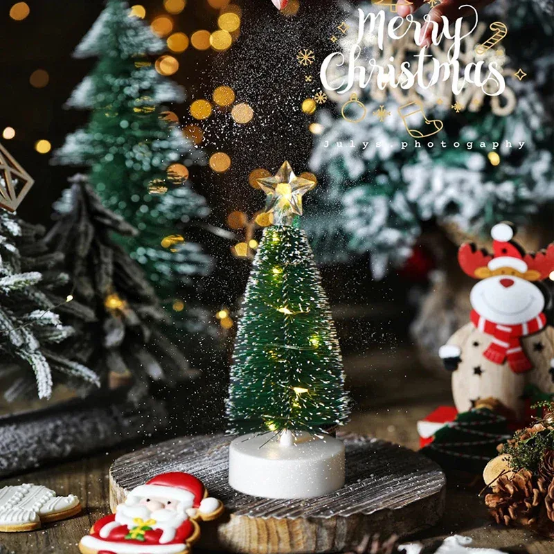 Luminous Mini Christmas Trees LED Lights Home Decoration Electronic Candles Childrens Gifts New Year Christmas Party Ornament