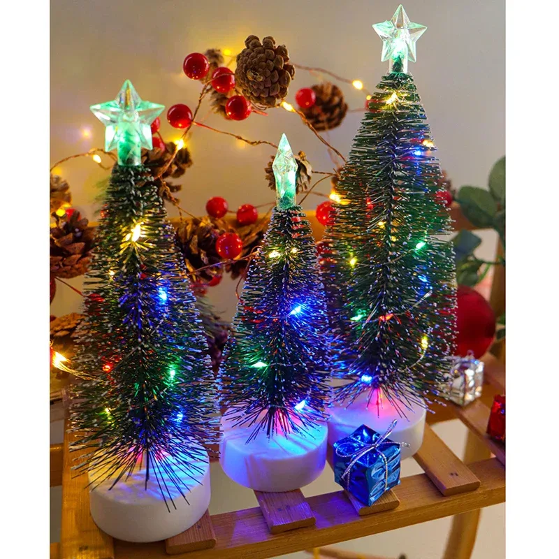 Luminous Mini Christmas Trees LED Lights Home Decoration Electronic Candles Childrens Gifts New Year Christmas Party Ornament