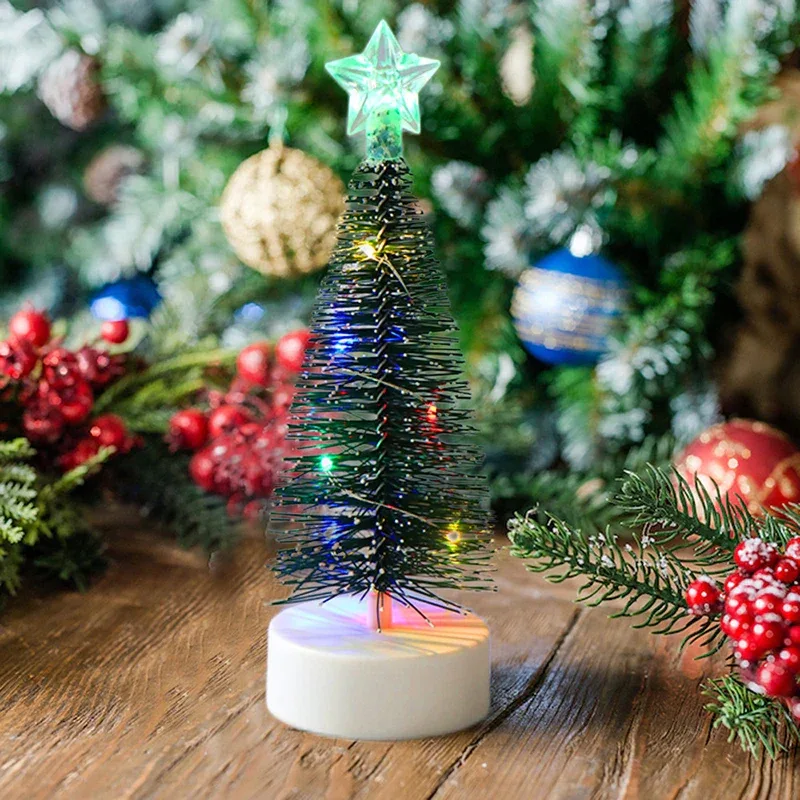 Luminous Mini Christmas Trees LED Lights Home Decoration Electronic Candles Childrens Gifts New Year Christmas Party Ornament